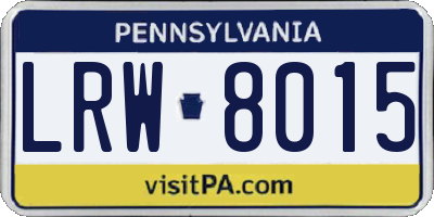 PA license plate LRW8015