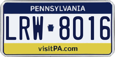 PA license plate LRW8016