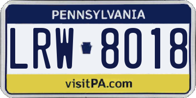 PA license plate LRW8018