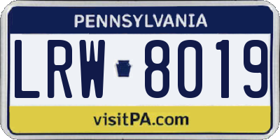 PA license plate LRW8019
