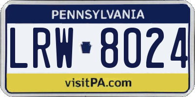 PA license plate LRW8024