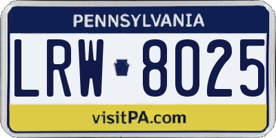 PA license plate LRW8025
