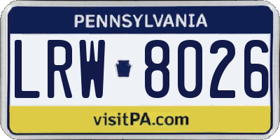 PA license plate LRW8026