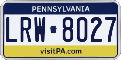 PA license plate LRW8027