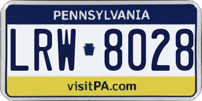 PA license plate LRW8028
