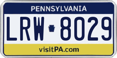 PA license plate LRW8029