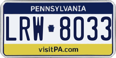 PA license plate LRW8033