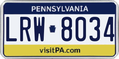 PA license plate LRW8034