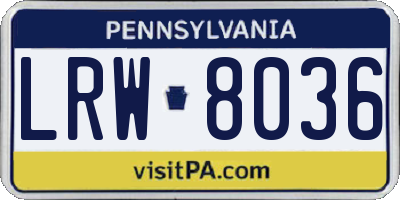 PA license plate LRW8036