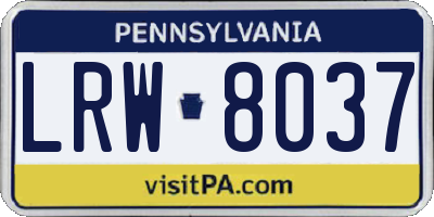 PA license plate LRW8037