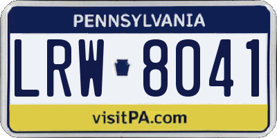 PA license plate LRW8041