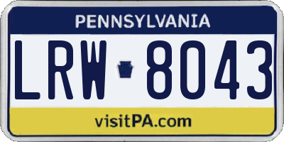 PA license plate LRW8043