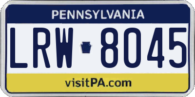 PA license plate LRW8045