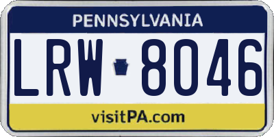 PA license plate LRW8046