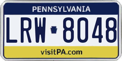 PA license plate LRW8048