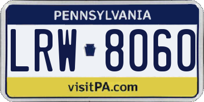 PA license plate LRW8060