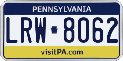 PA license plate LRW8062