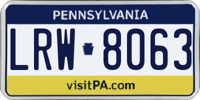 PA license plate LRW8063