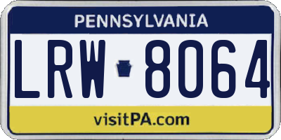 PA license plate LRW8064