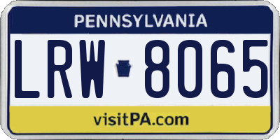 PA license plate LRW8065