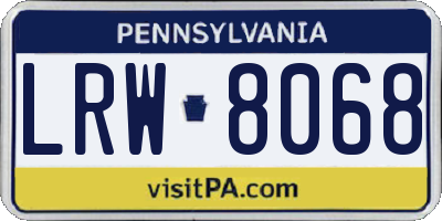 PA license plate LRW8068