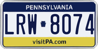 PA license plate LRW8074