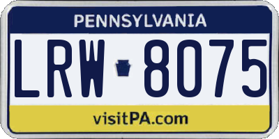 PA license plate LRW8075