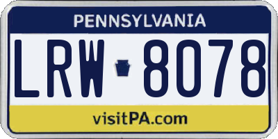 PA license plate LRW8078