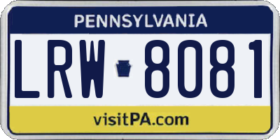 PA license plate LRW8081