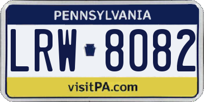 PA license plate LRW8082