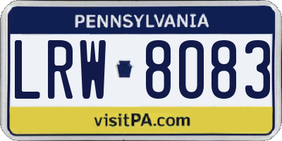 PA license plate LRW8083