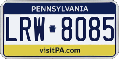 PA license plate LRW8085