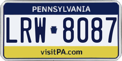 PA license plate LRW8087