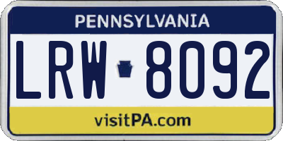 PA license plate LRW8092