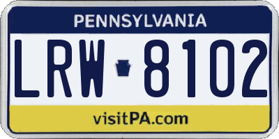 PA license plate LRW8102