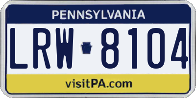 PA license plate LRW8104