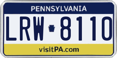 PA license plate LRW8110