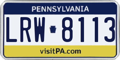 PA license plate LRW8113