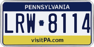PA license plate LRW8114