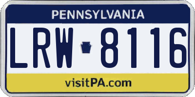 PA license plate LRW8116