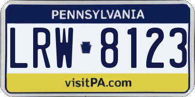 PA license plate LRW8123