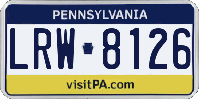PA license plate LRW8126
