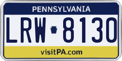 PA license plate LRW8130