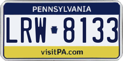 PA license plate LRW8133