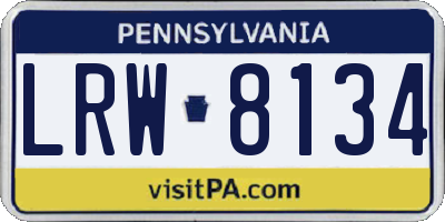 PA license plate LRW8134