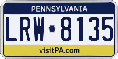 PA license plate LRW8135