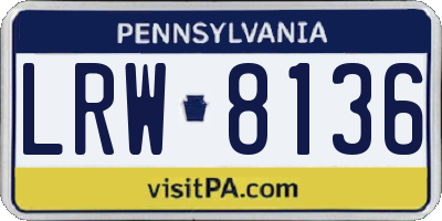 PA license plate LRW8136