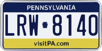PA license plate LRW8140