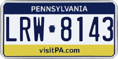 PA license plate LRW8143