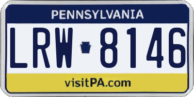 PA license plate LRW8146